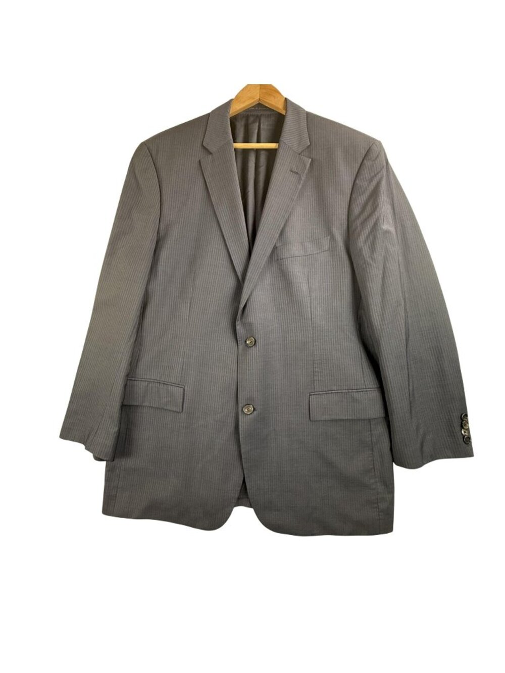 Hugo Boss Suit Jacket Mens 48L Blue Pinstripe Guabello Super 120 Wool Italy